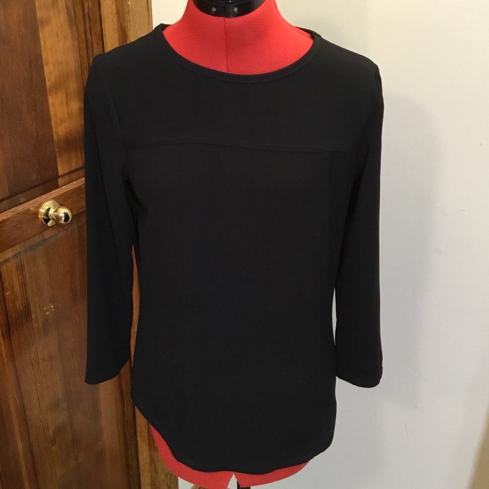 Neiman Marcus Black Women's Blouse, NWOT, Size S, scalloped hem